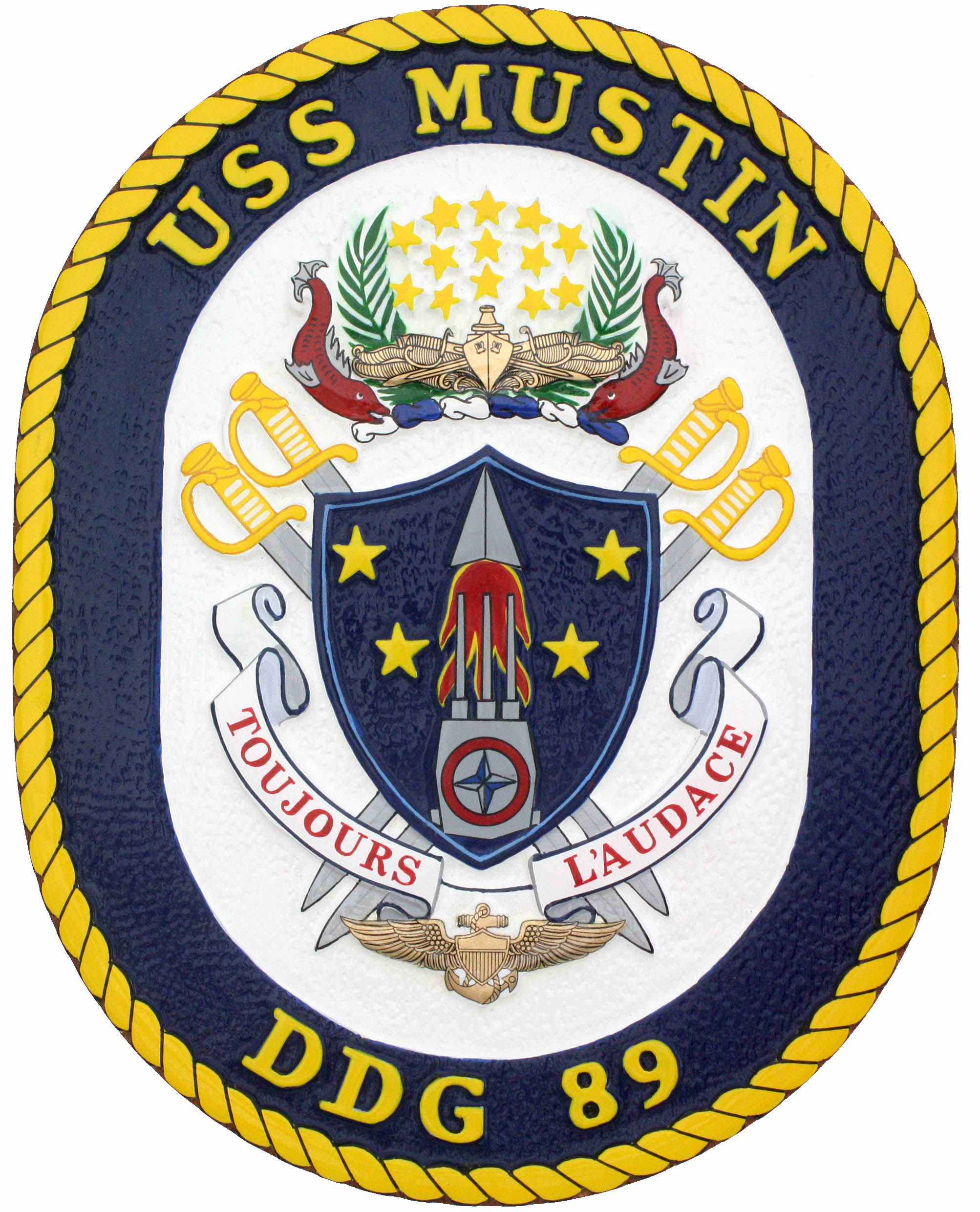 USS Mustin Ship Crest Plaque