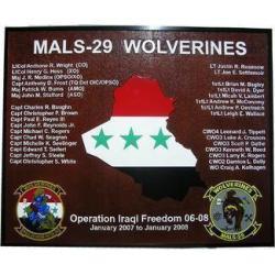 Marine Aviation Logistics Squadron 29 Deployment Plaque