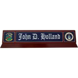 classic design military desk nameplate with custom emblem