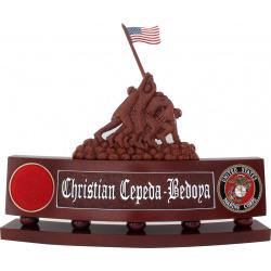 iwo jima flag raising - us marine corps desk name plate - 