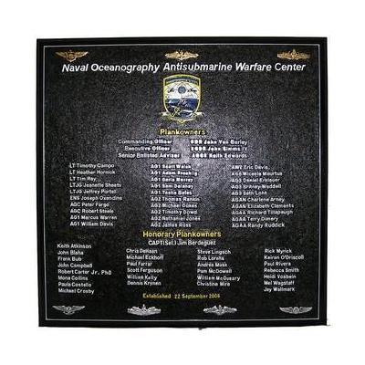 Naval Oceanography Antisubmarine Warfare Center Deployment Plaque
