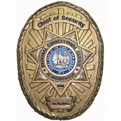 Regional Correctional Center Chief of Security Badge Plaque