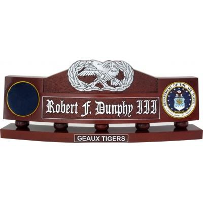 air force maintenance badge desk nameplate with rank pin cushion