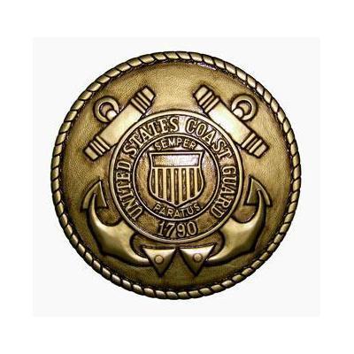 coast guard seal coin plaque gold brass finish
