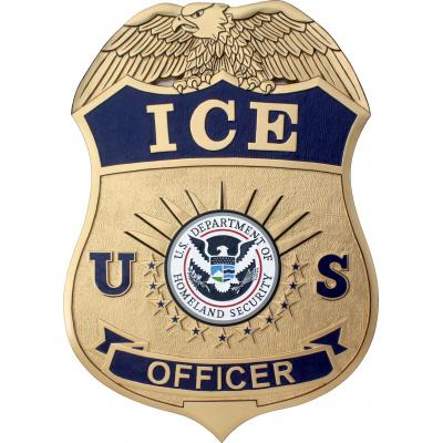 ice badge plaque immigration customs enforcement  in gold finish