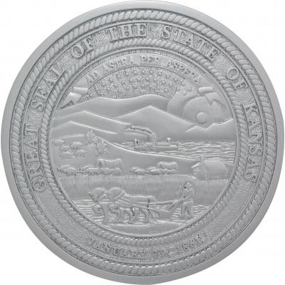 kansas state seal plaque in silver metal finish
