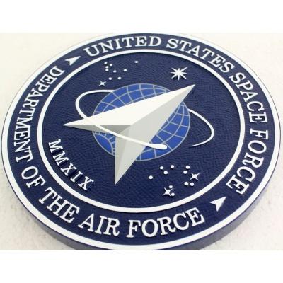 us space force seal carved in wood