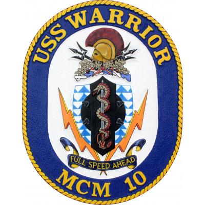 uss warrior mcm 10 ship emblem plaque