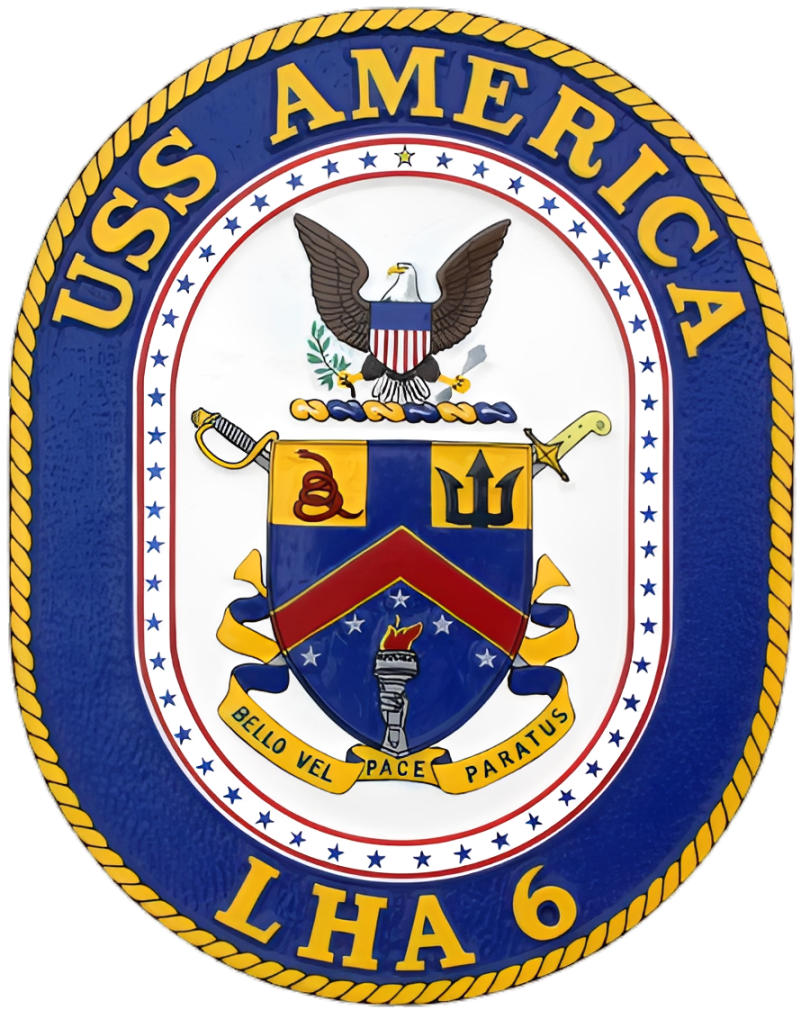 USS America LHA 6 Ship Embelm Plaque